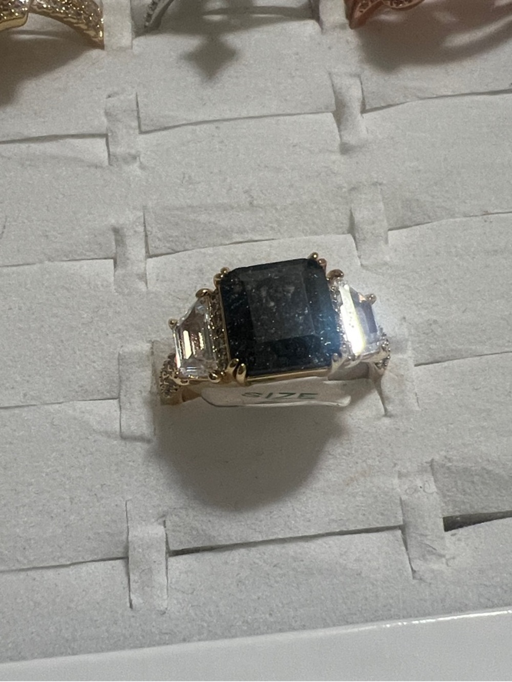 Black Square Stone Cocktail Ring in Gold